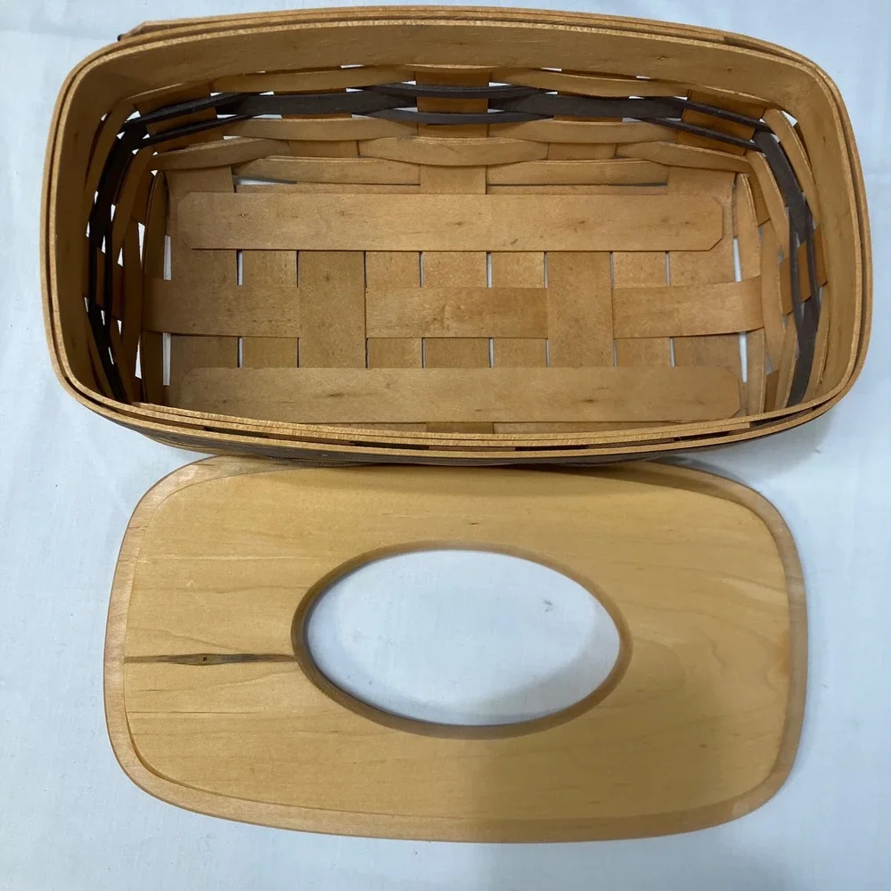 Royce Craft Baskets Woven Wood Tissue Box Cover Rectangular Vintage 1996 Ohio